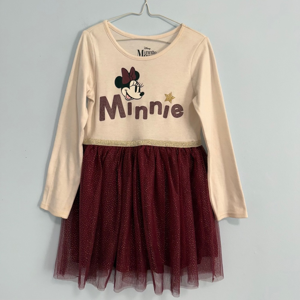 Disney Toddler Girls Minnie Mouse Dress with Mesh Skirt Size 6